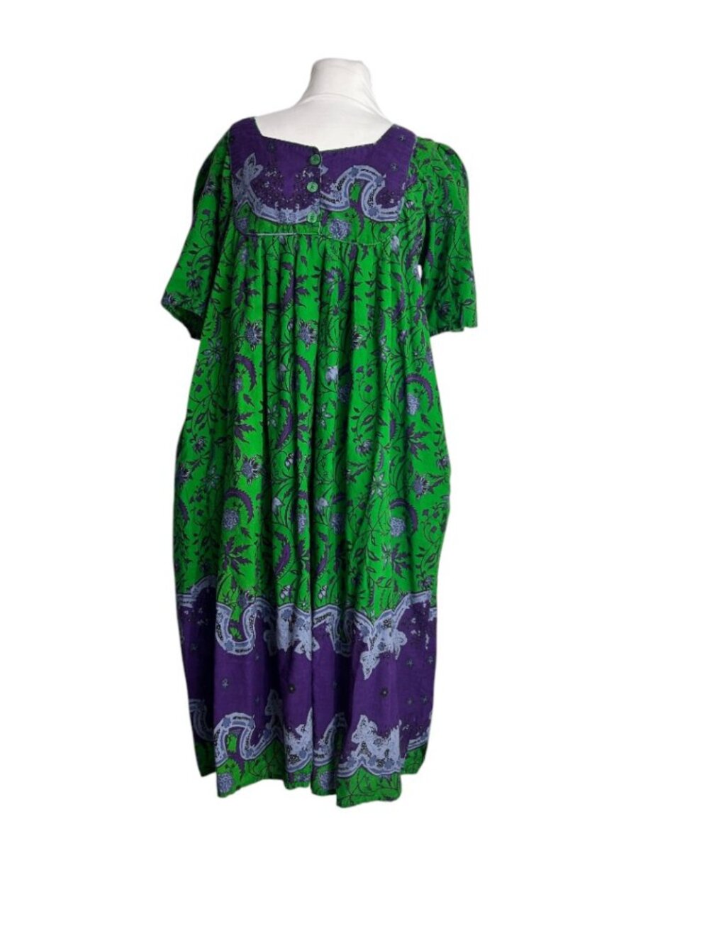 Only Necessities Plus Size 18/20 House Dress Purple Green Cotton MuuMuu Gown